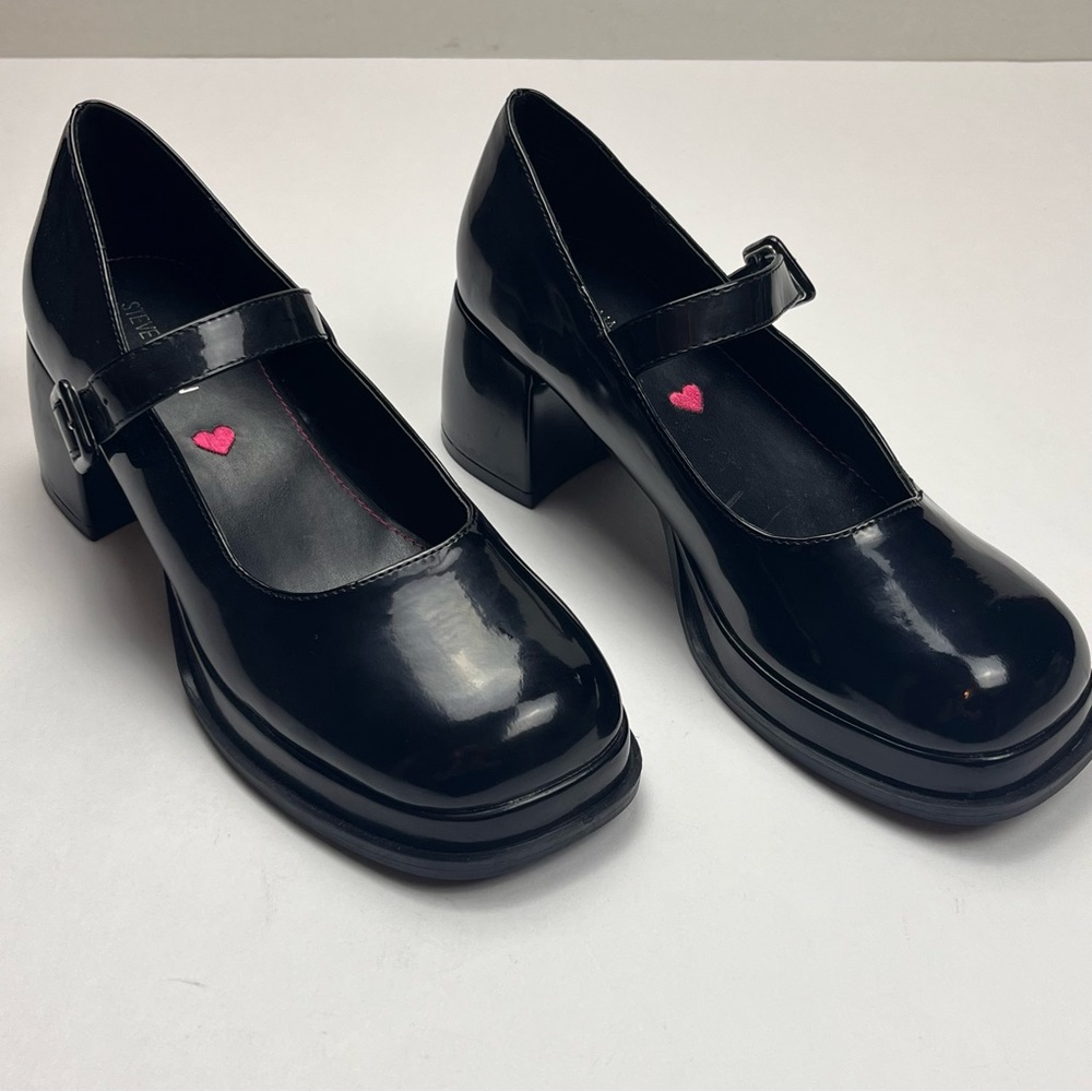 Steve Madden Drama Womens Size 5 Black Mary Jane Heeled Shoes Chunky Y2K 90s - Picture 3 of 10
